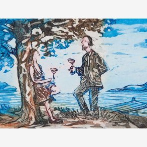 KRISTIAN FINBORUD En liten sommerflrt, kunstkort + konv.